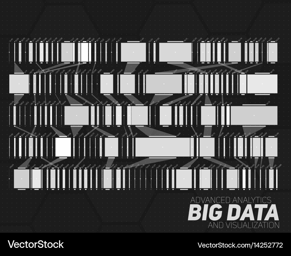 Big data grayscale visualization Vector Image
