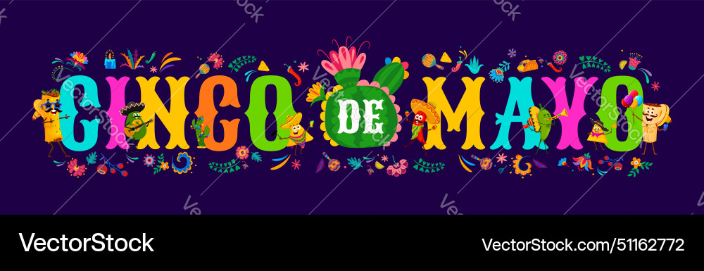 Cinco de mayo lettering mexican holiday banner Cinco de mayo lettering mexican holiday banner vector image