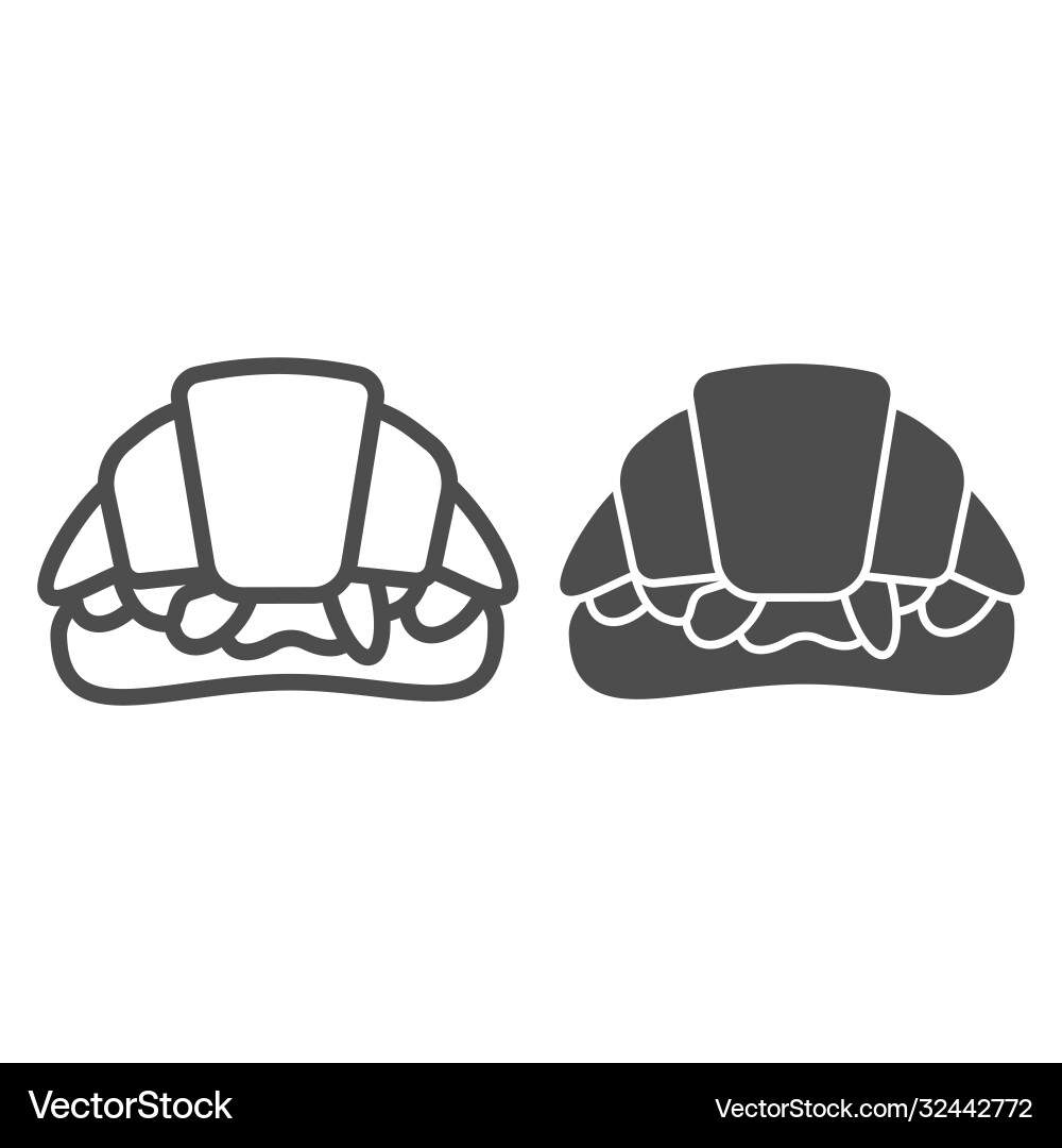 Croissant Sandwich Linie und solide Icon Straße Croissant Sandwich Linie und solide Icon Straße vektorbild
