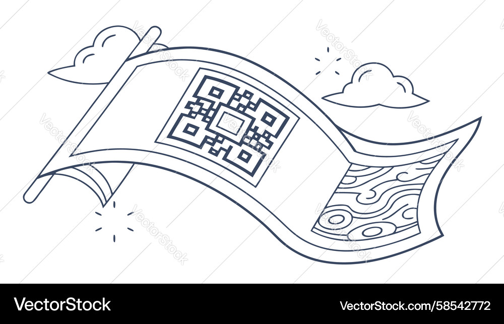Dynamische Flagge mit QR Code Pattern Vektorbild