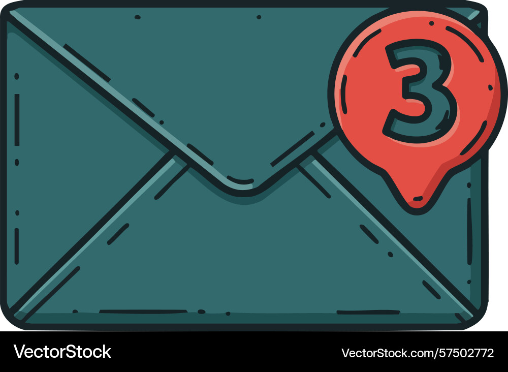 Envelope with notification icon showing three Vector Image