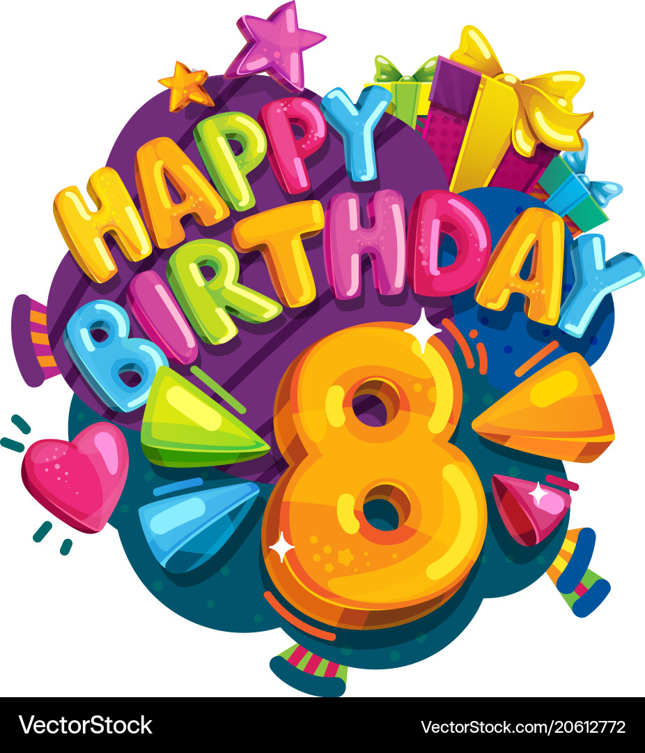 Alles Gute zum Geburtstag 8 Jahre Lizenzfreies Vektorbild