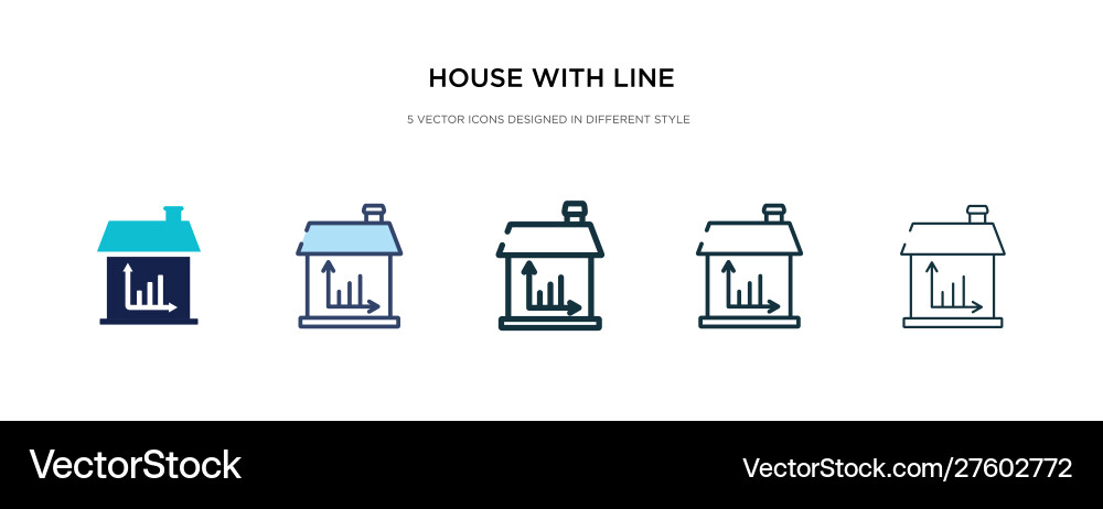House with line chart icon in different style House with line chart icon in different style vector image