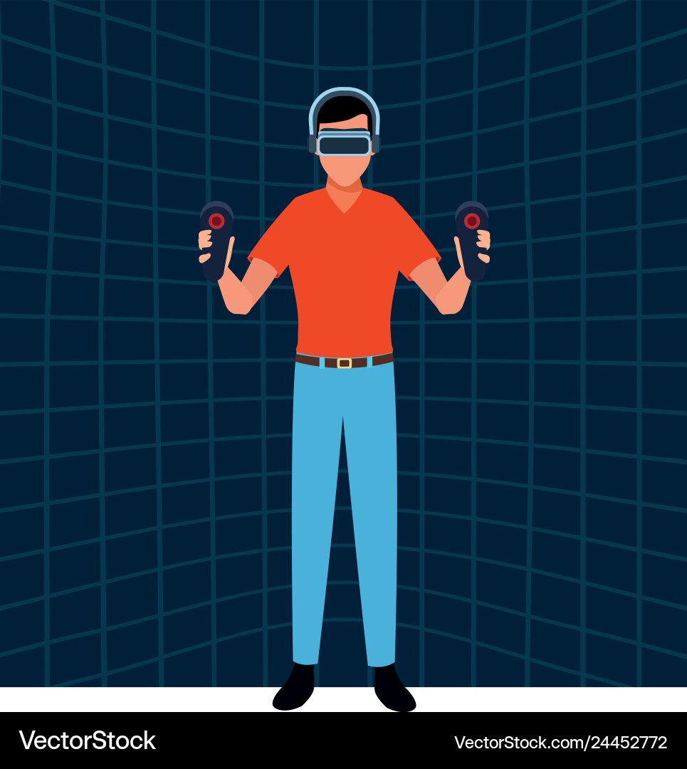 Man using virtual reality glasses Man using virtual reality glasses vector image