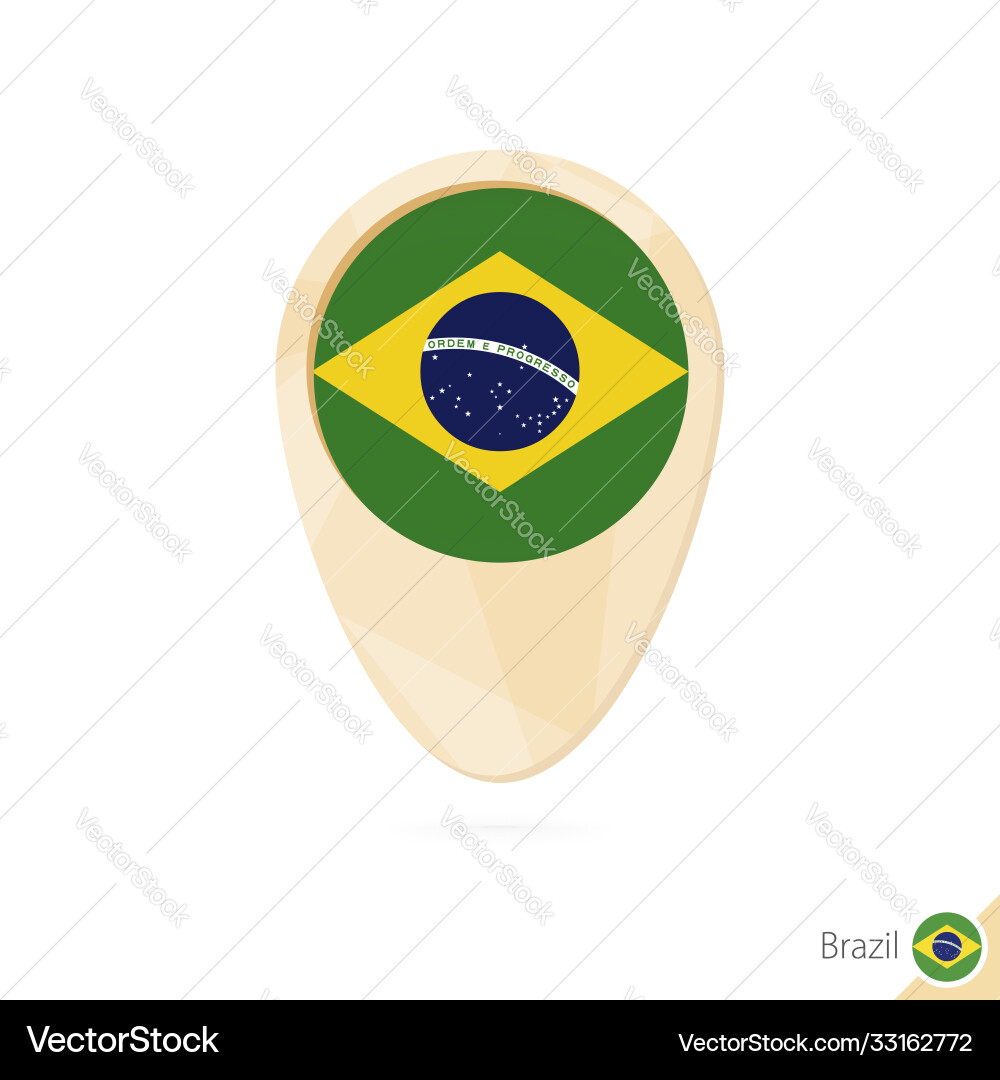Map pointer with flag brazil orange abstract Map pointer with flag brazil orange abstract Vector Image