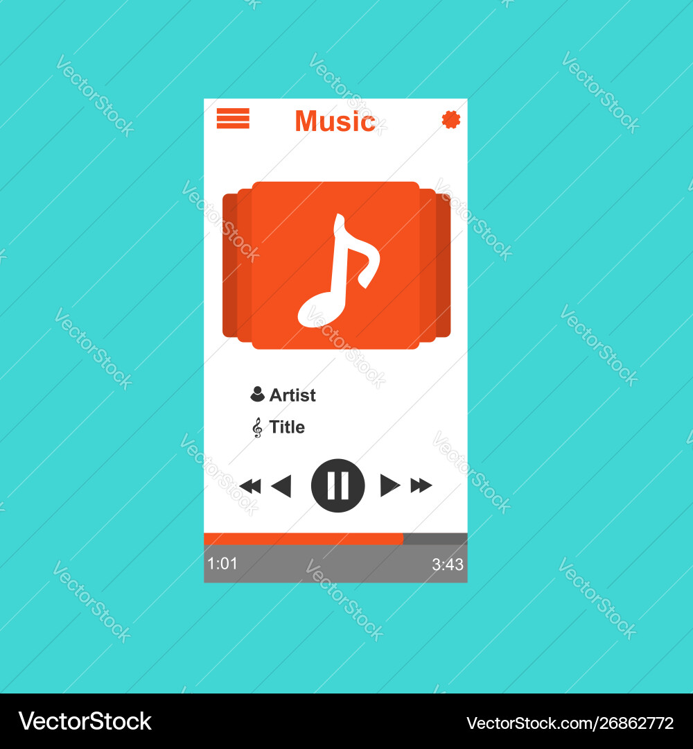 Media player application app template with flat Media player application app template with flat vector image