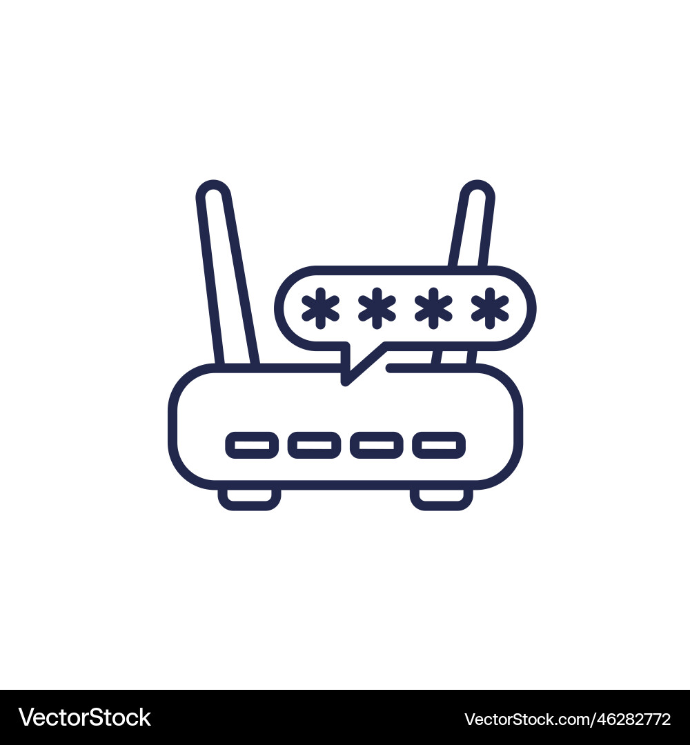Password access to wi-fi router line icon vector image