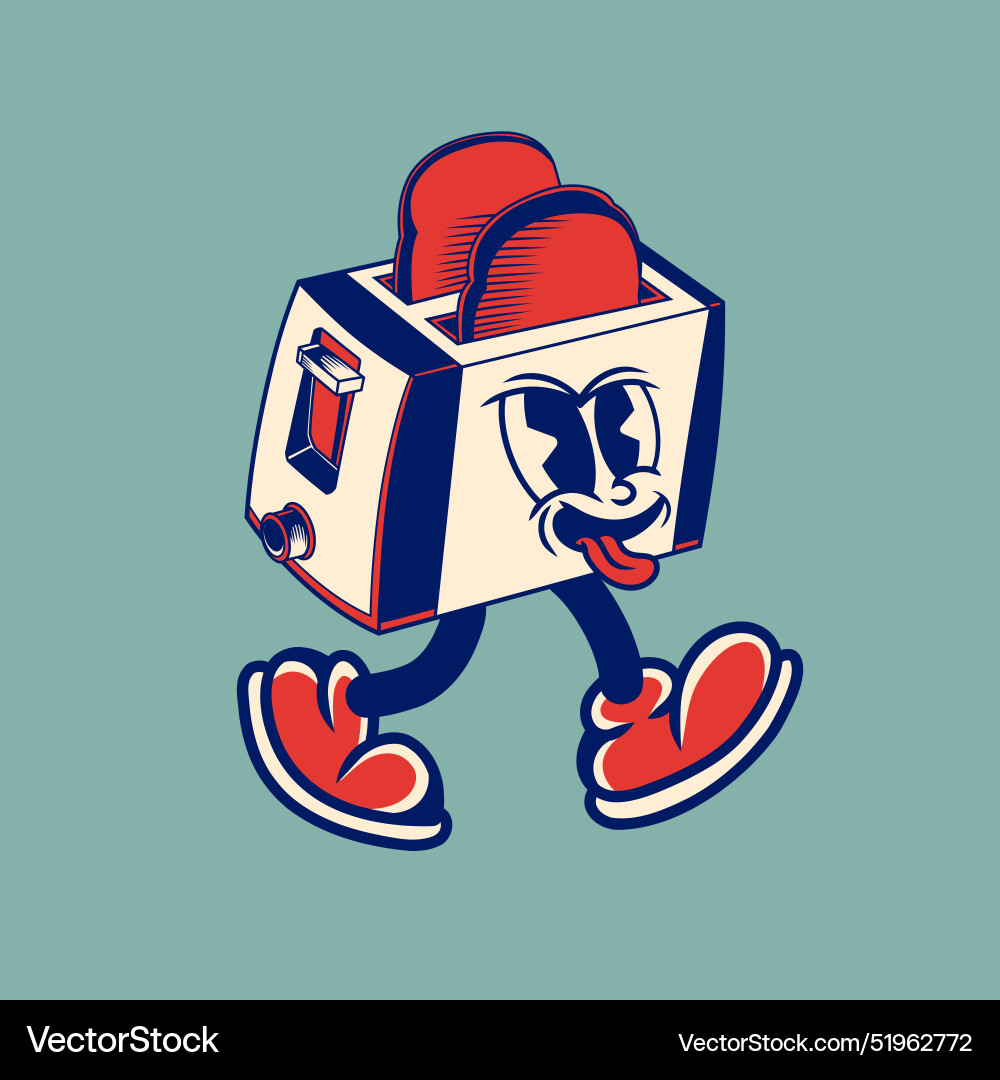 Retro character design of bread toaster Vector Image