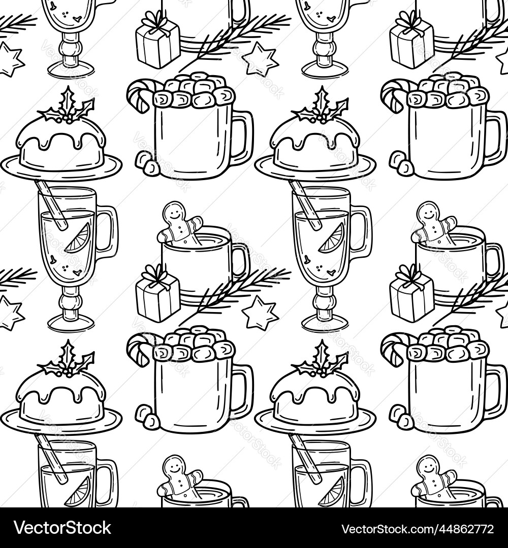 Seamless pattern with cocoa gingerbread Seamless pattern with cocoa gingerbread vector image