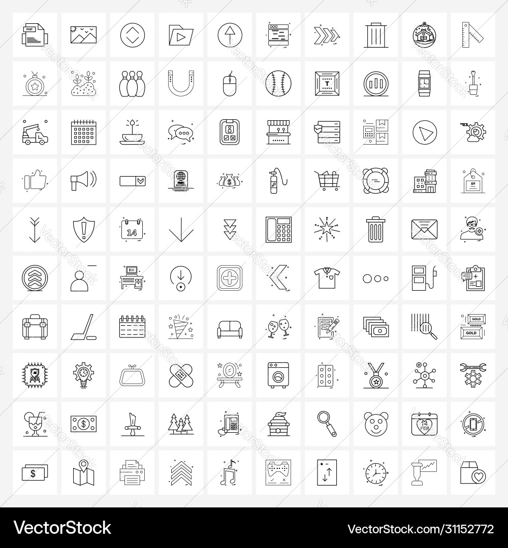 Set 100 simple line icons for web and print vector image
