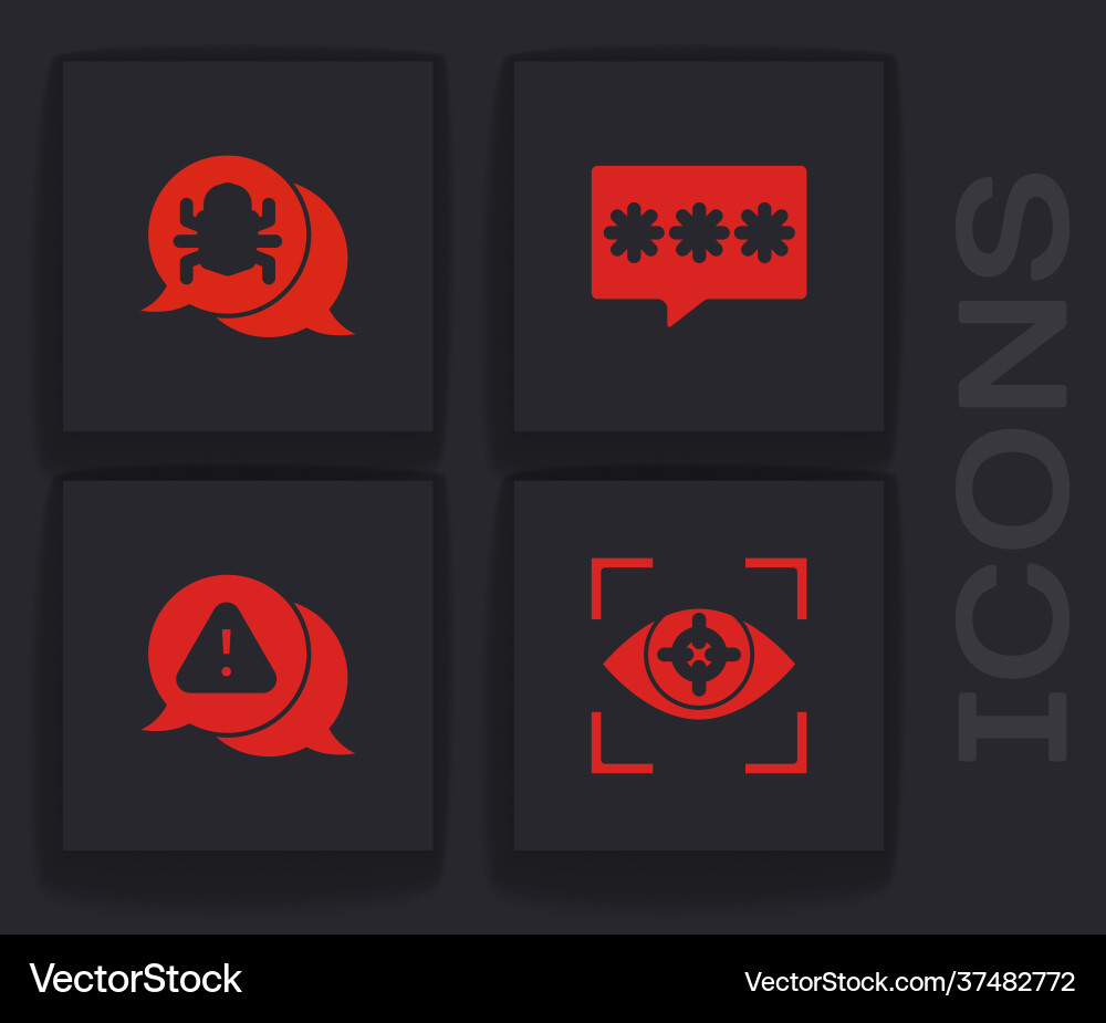 Set eye scan system bug password protection Set eye scan system bug password protection vector image