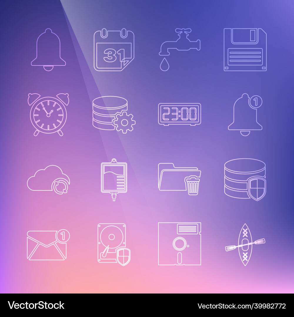 Set line kayak and paddle database protection Set line kayak and paddle database protection vector image