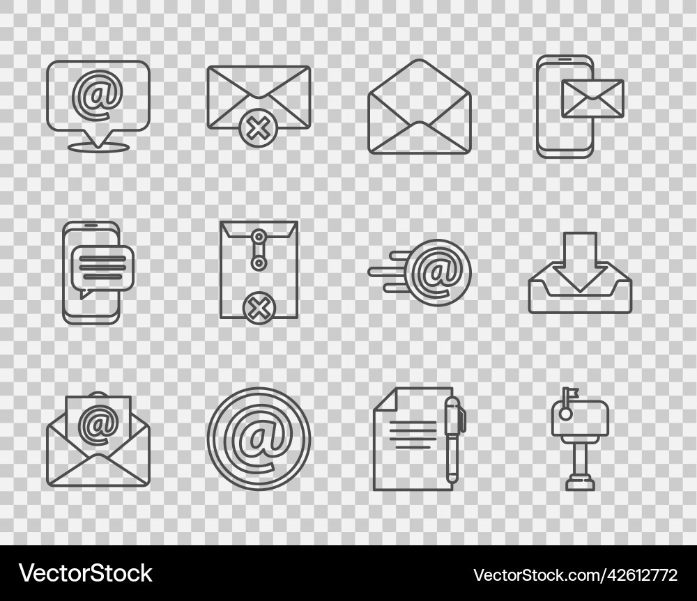Set line mail and e-mail box envelope on speech Set line mail and e-mail box envelope on speech Vector Image