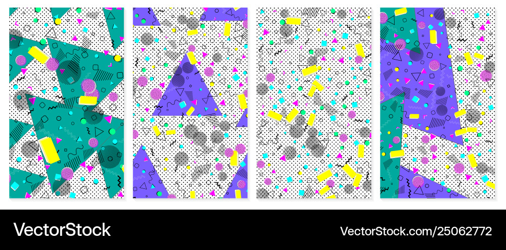 Set memphis pattern pop art color background Set memphis pattern pop art color background vector image