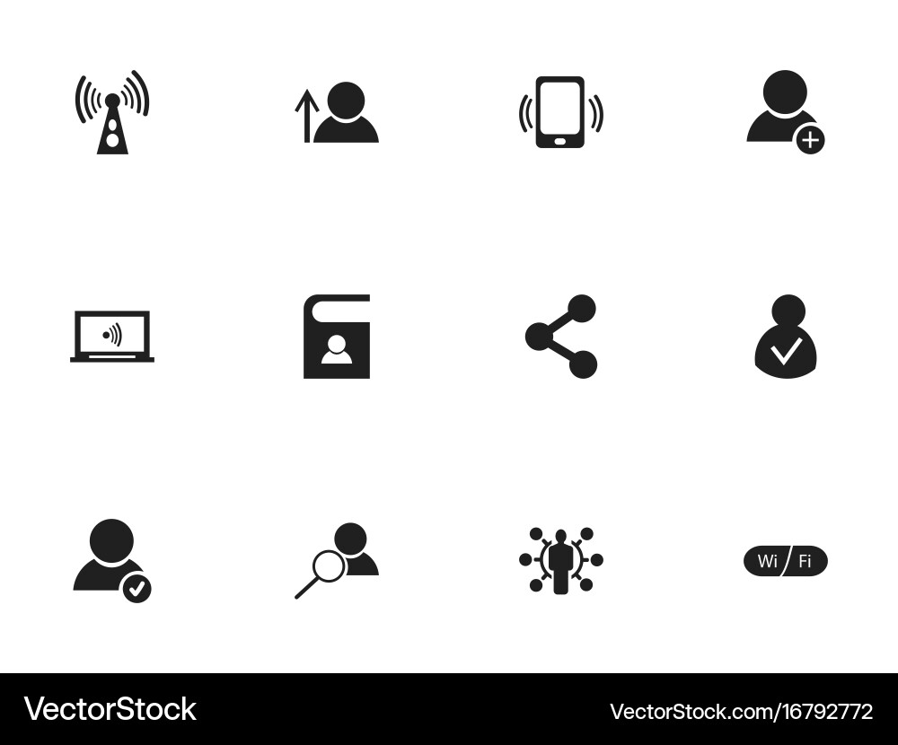 Set of 12 editable network icons includes symbols vector image