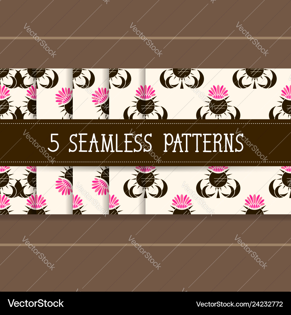 Set of five seamless patterns for your products Set of five seamless patterns for your products vector image