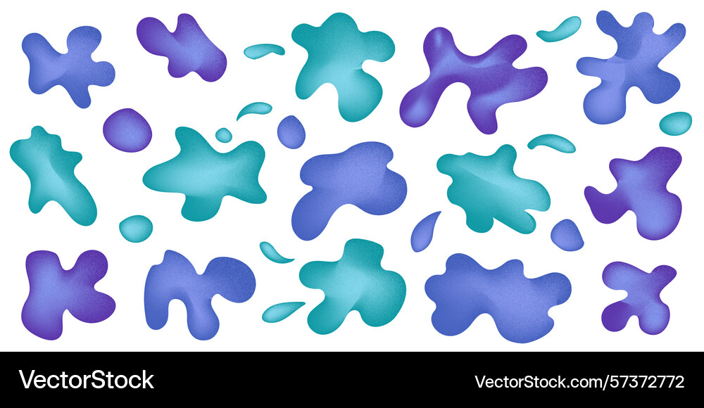 Set of organic irregular mesh blue gradient blob Set of organic irregular mesh blue gradient blob vector image