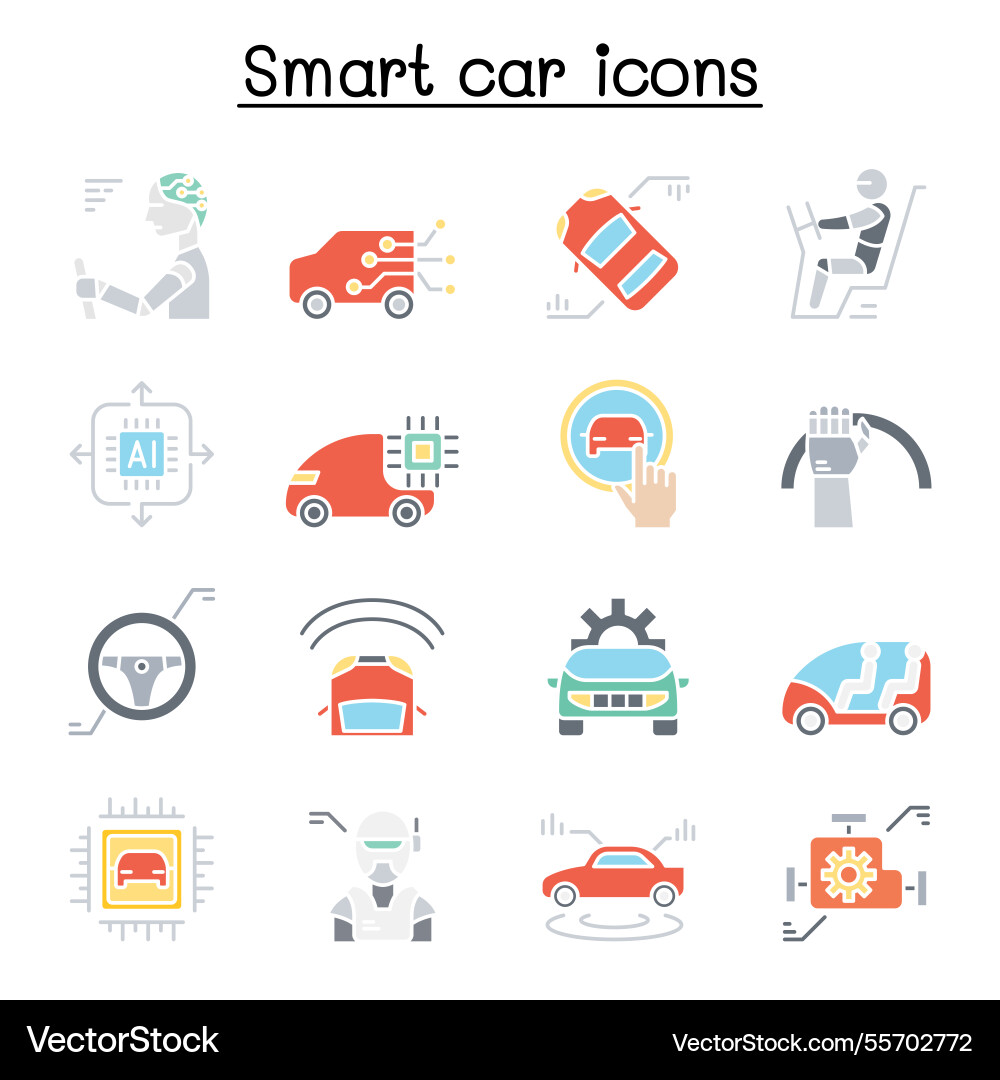Smart Auto Ikone in flacher Farbe Stil Smart Auto Ikone in flacher Farbe Stil vektorbild