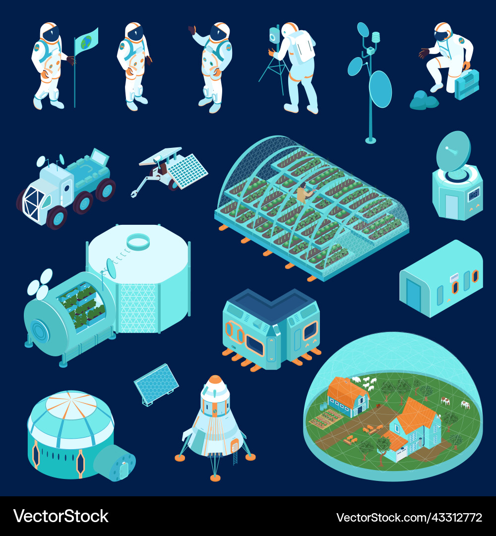 Space colonization color set Space colonization color set vector image
