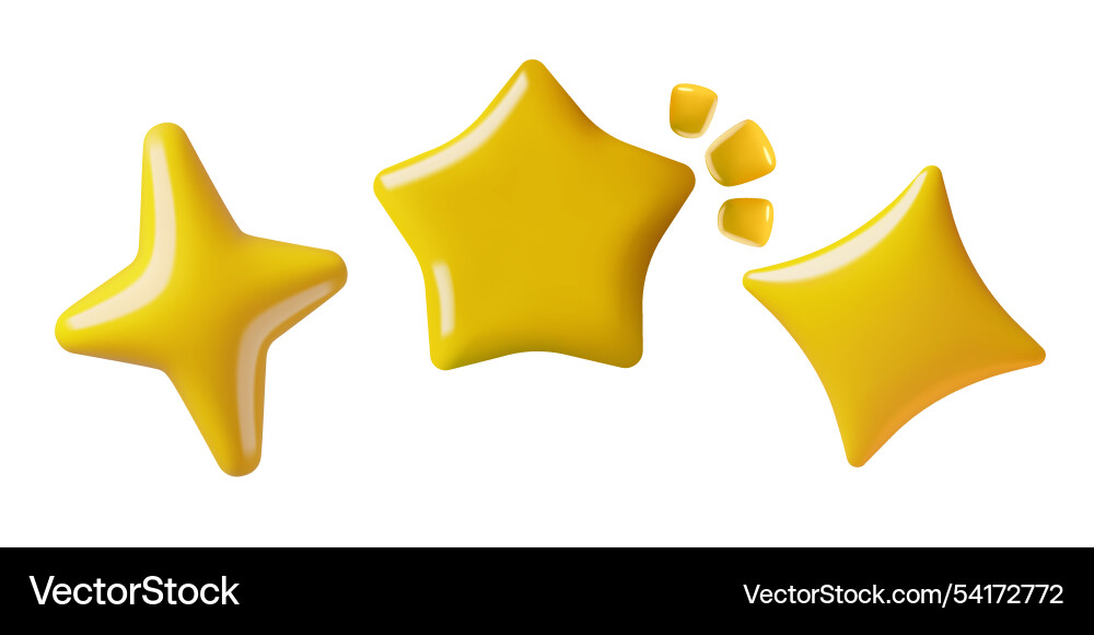 Stars and sparkles 3d icons set with different 5 Stars and sparkles 3d icons set with different 5 Vector Image