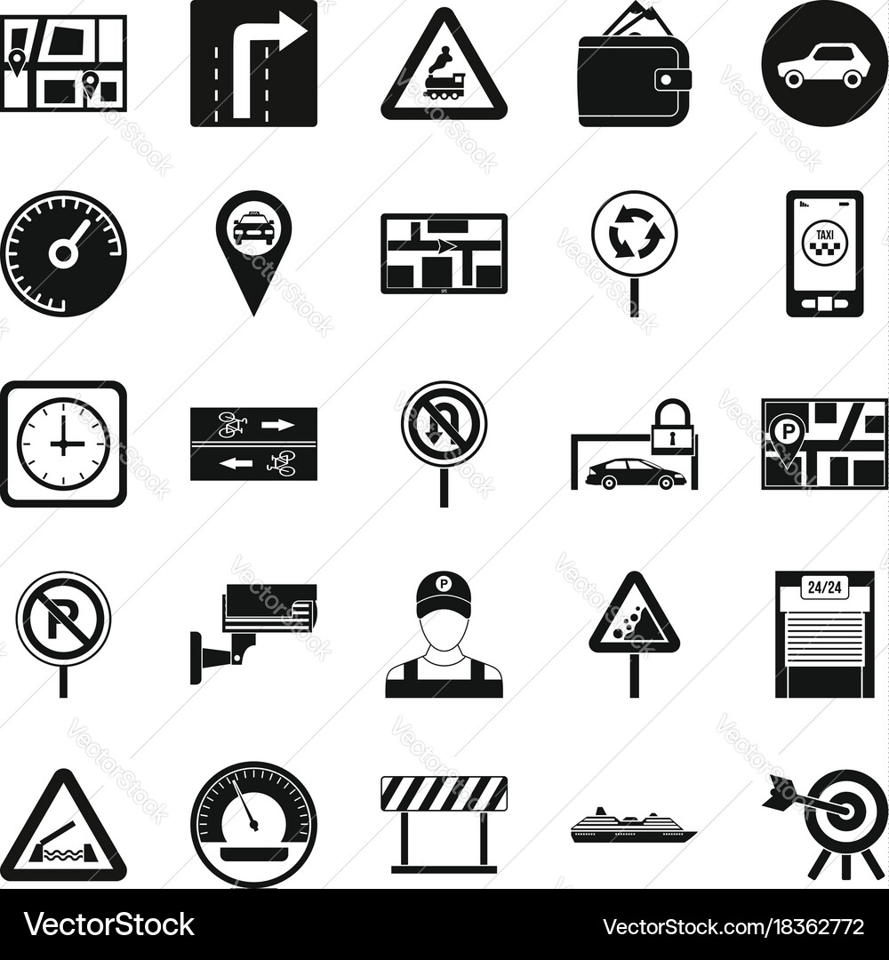 Traffic icons set simple style Vector Image
