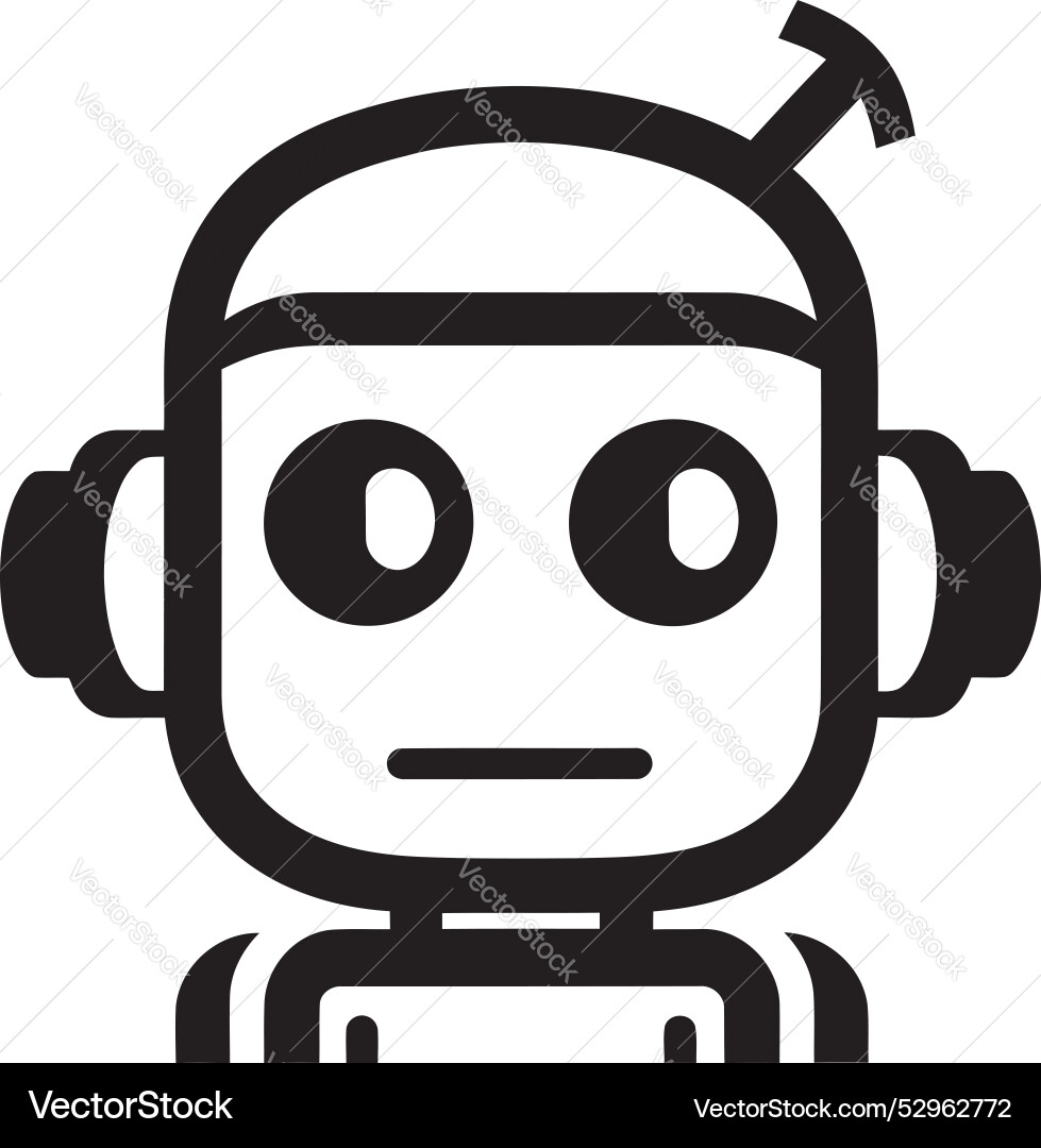 Whirring cuteness small bot black icon design Vector Image