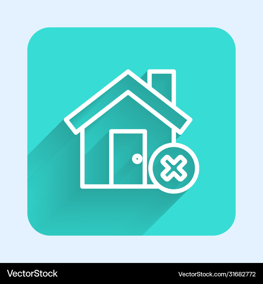 White line house with wrong mark icon isolated White line house with wrong mark icon isolated vector image