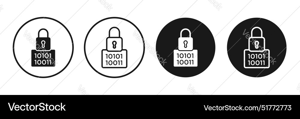 Binary lock line icon set Vector Image