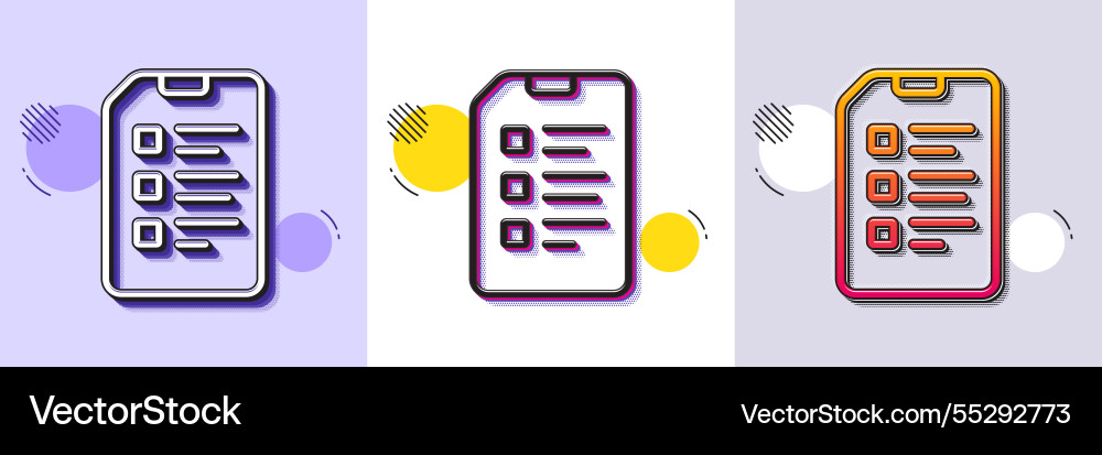 Checklist document line icon file sign halftone Checklist document line icon file sign halftone Vector Image