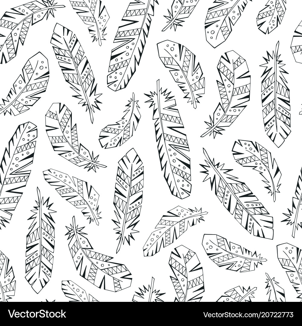 Decorative feathers seamless pattern Decorative feathers seamless pattern vector image