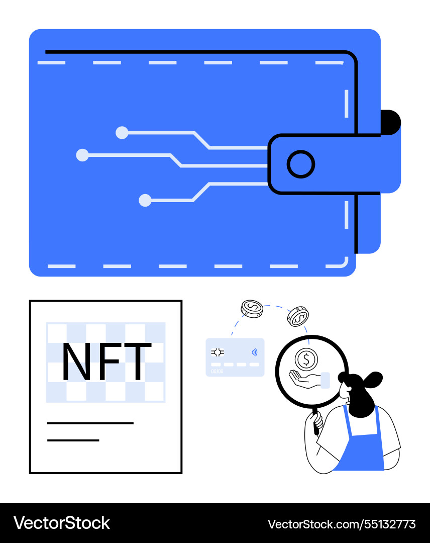 Digital wallet and nft concept with secure crypto Digital wallet and nft concept with secure crypto vector image