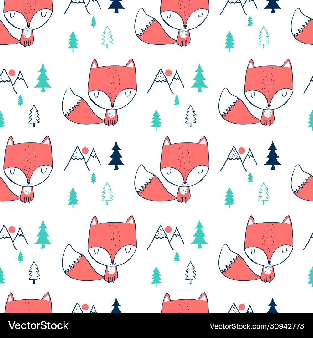 Fox seamless pattern print design with slogan Fox seamless pattern print design with slogan Vector Image