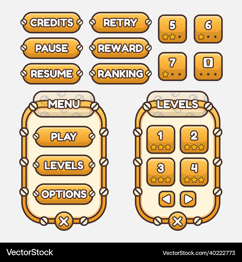 Game template gui kit graphical user Game template gui kit graphical user vector image