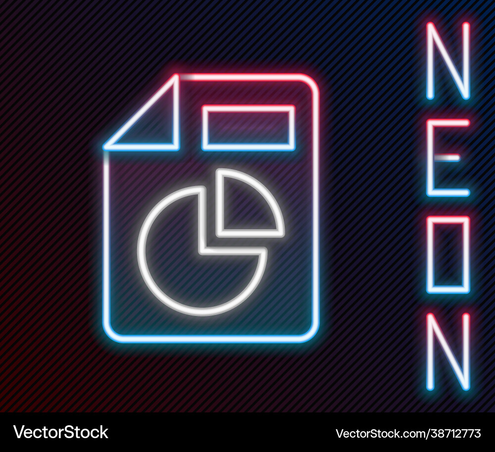 Glowing neon line document with graph chart icon vector image