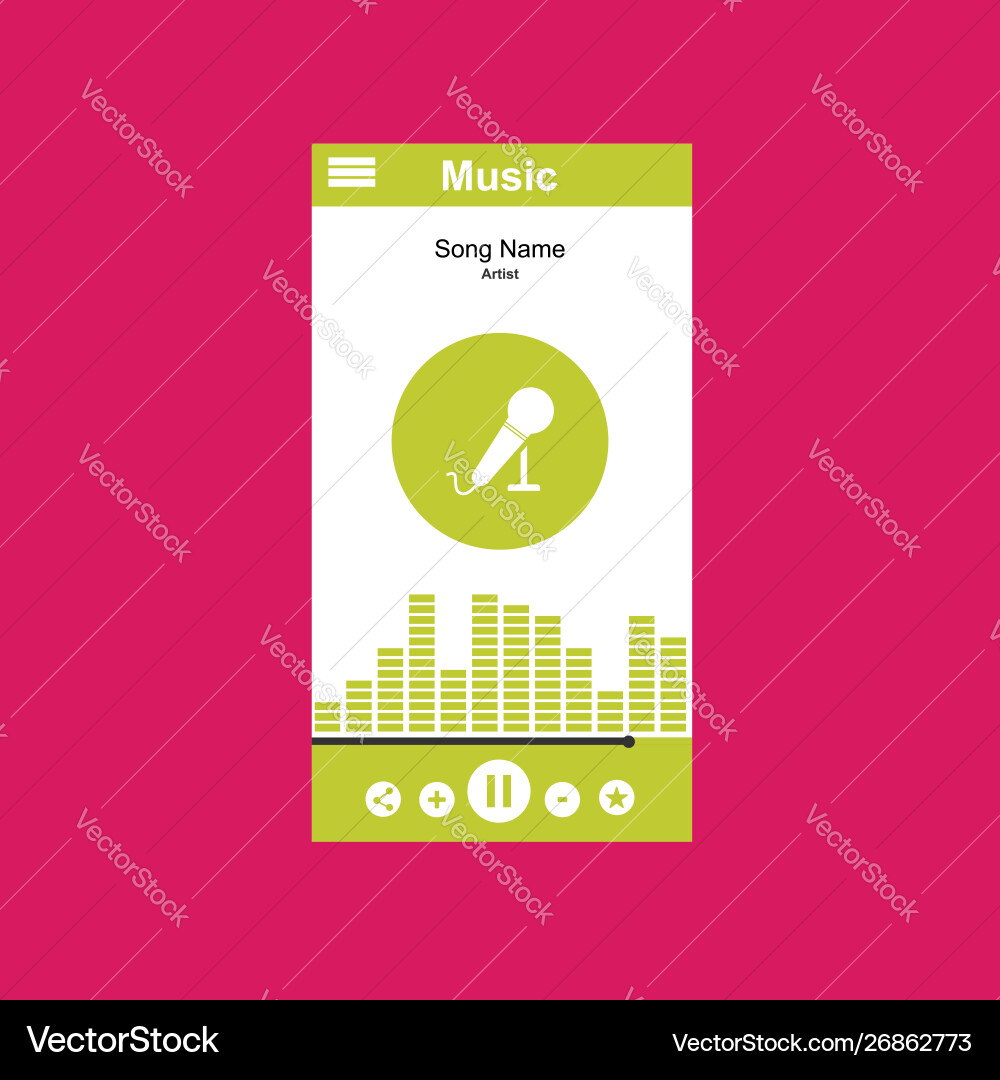 Media player application app template with flat Media player application app template with flat vector image
