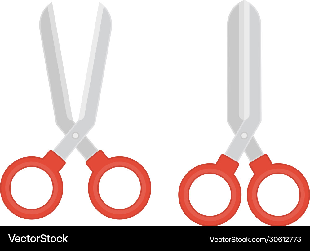 Red Scissors - Open and Closed Vector Image