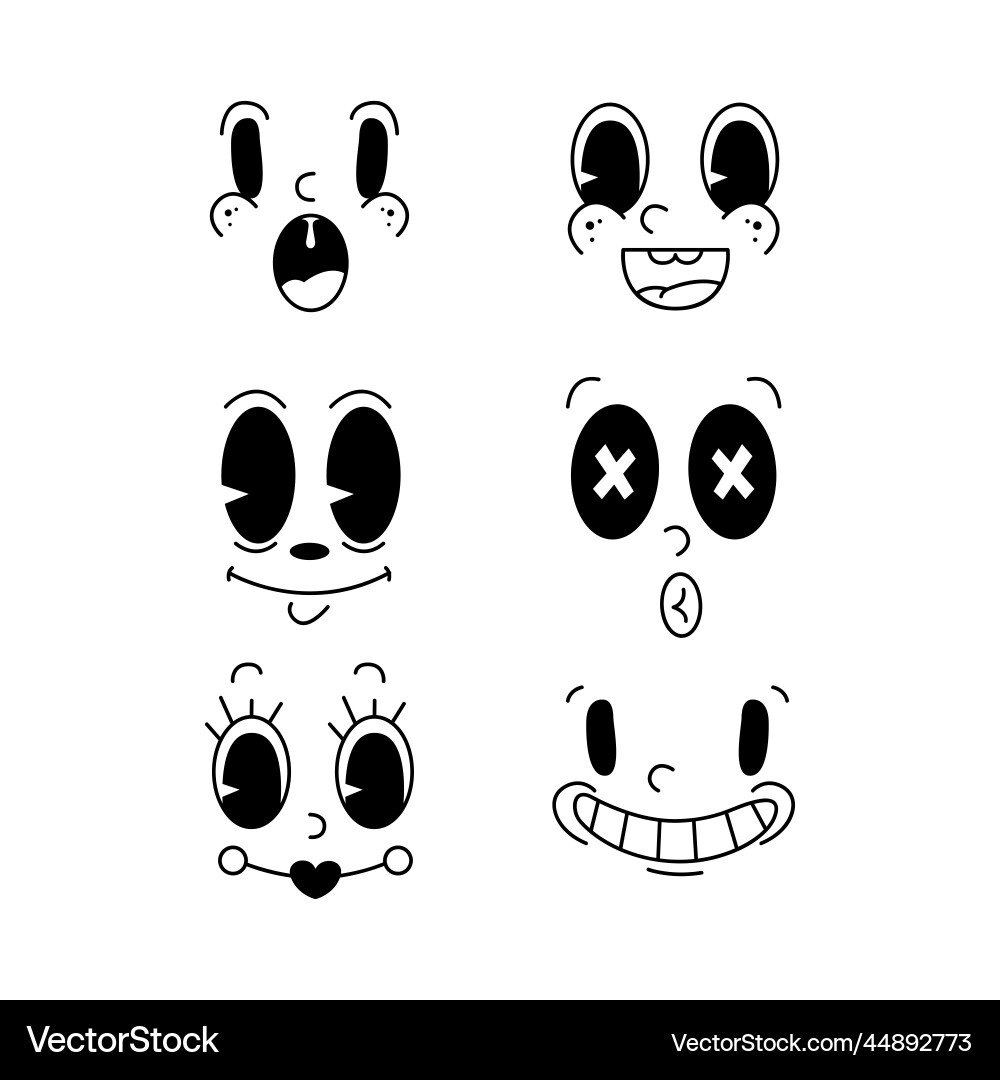 Retro face characters design isolated Vector Image