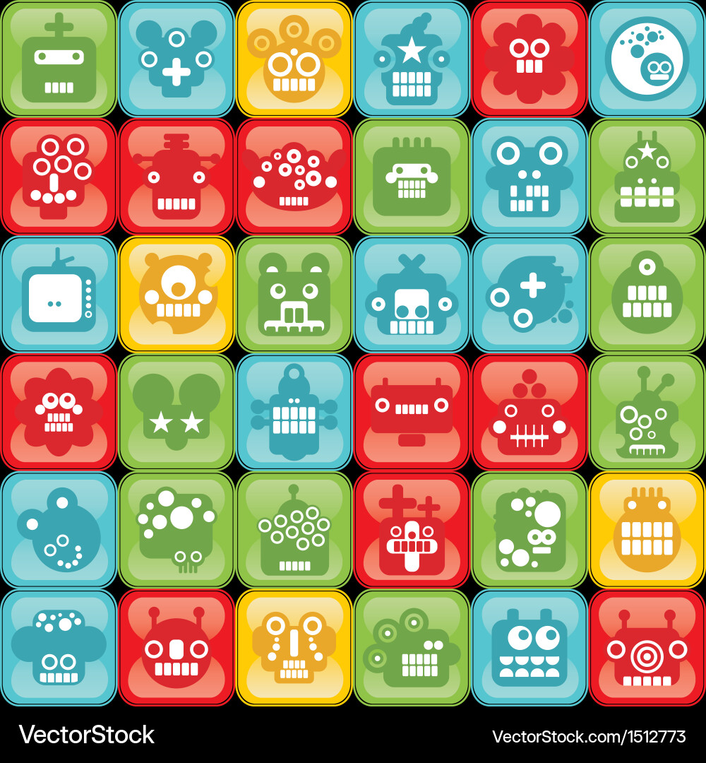 Robot on buttons seamless background vector image