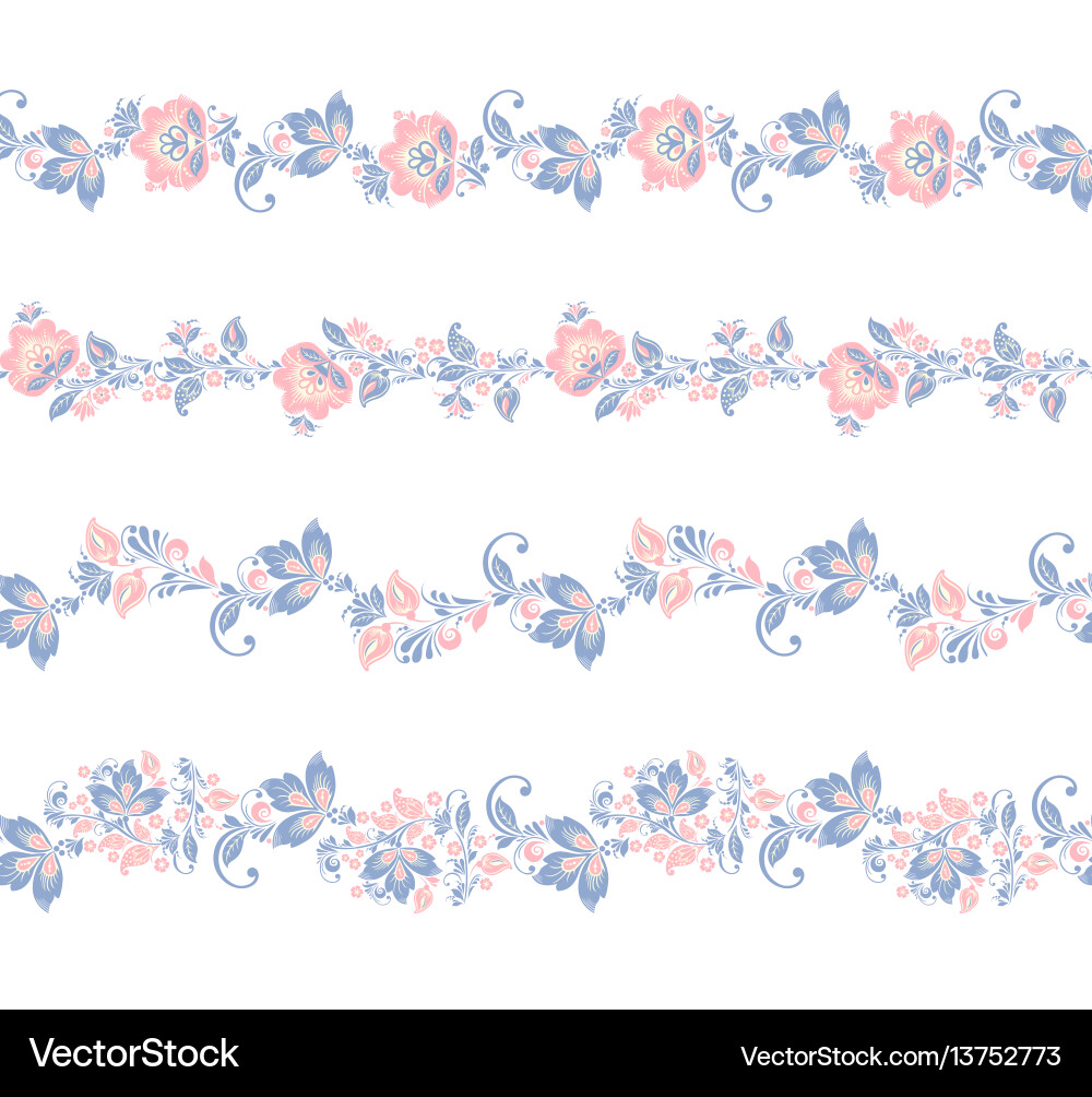 Romantic Floral Border Elements Vector Image