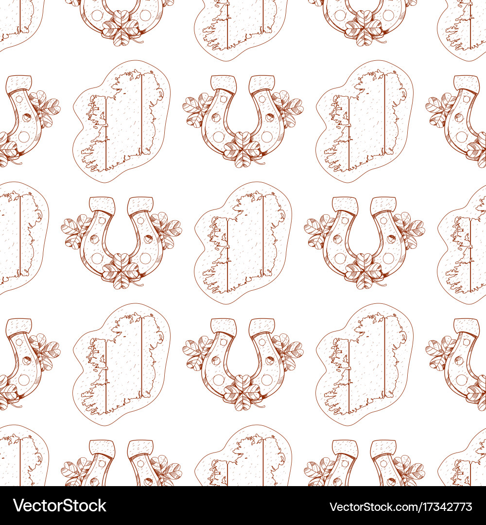 Seamless pattern with contour map and horseshoe vector image