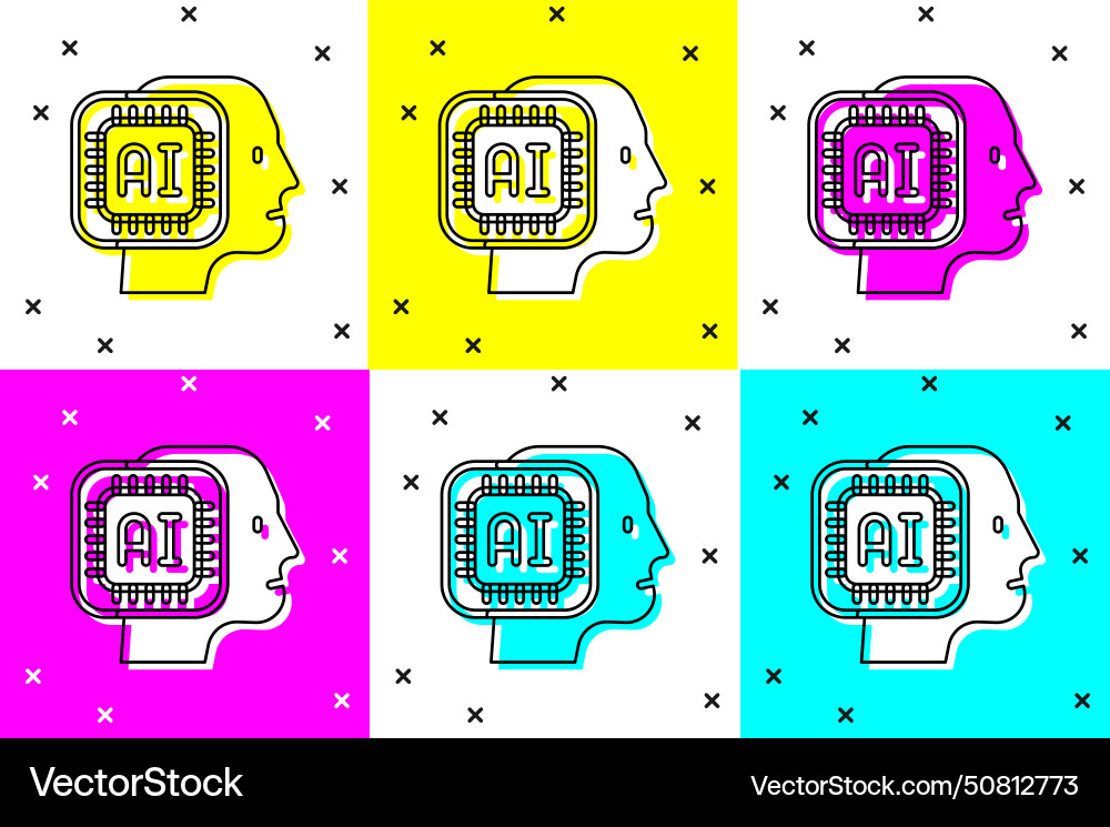 Set humanoid robot icon isolated on color Set humanoid robot icon isolated on color Vector Image