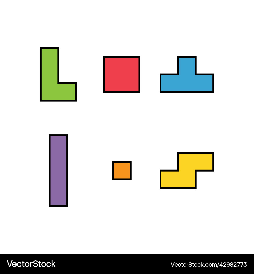 Set of color tetris block puzzle icon Set of color tetris block puzzle icon vector image