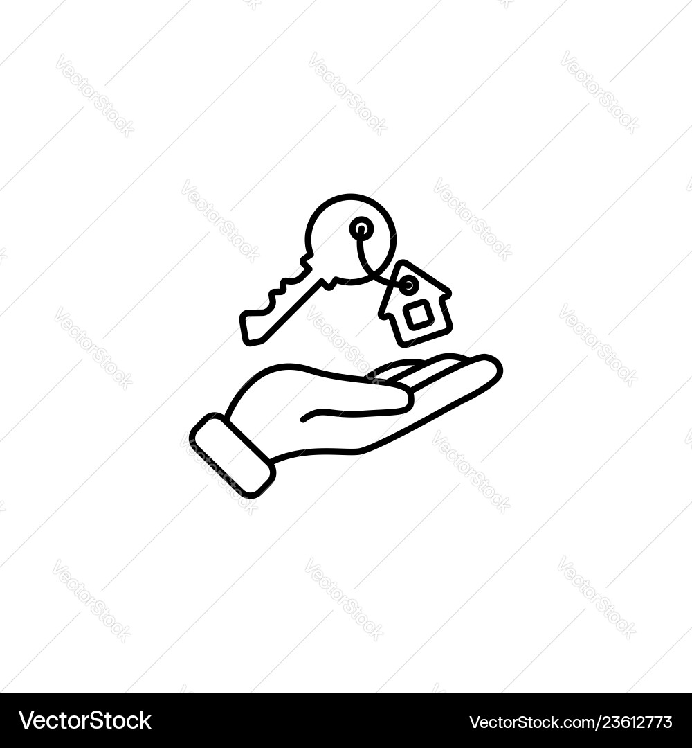 Web line icon key in hand from the house Vector Image