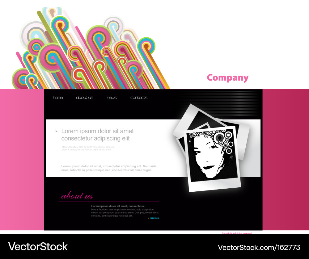 Website template with photo Vector Image
