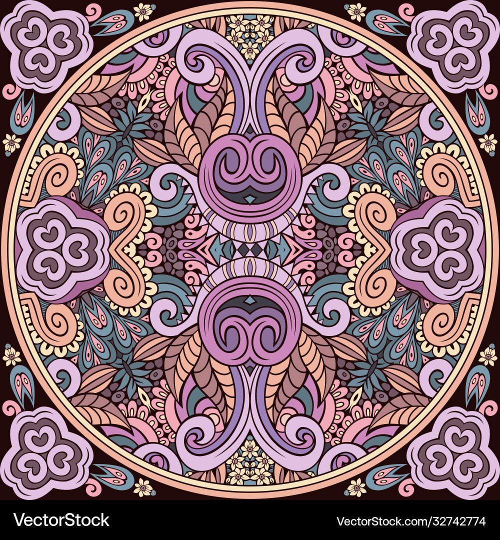 Abstract floral ethnic hand drawn mandala Abstract floral ethnic hand drawn mandala vector image