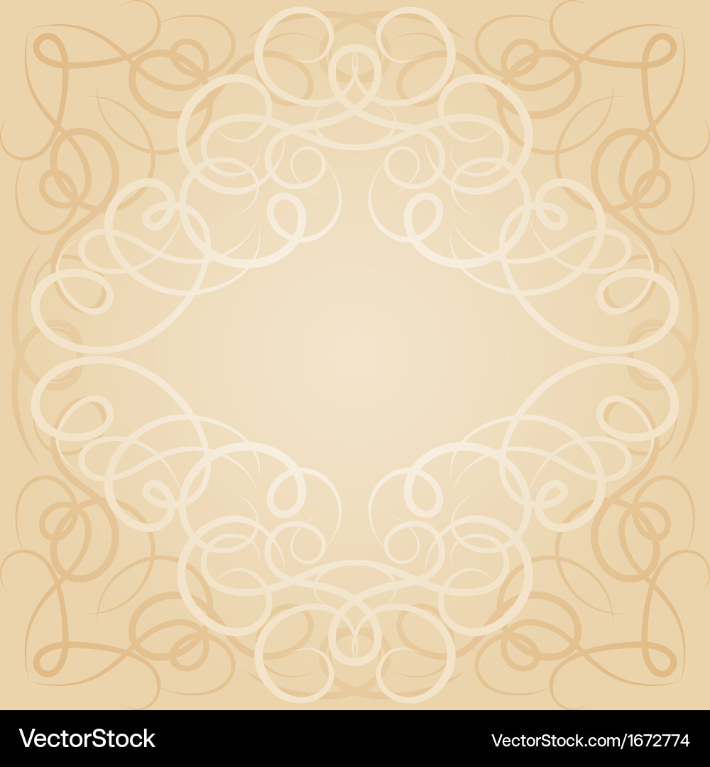Background with ornamental curly frame in retro Vector Image