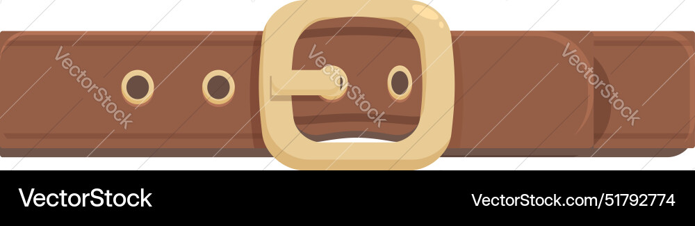 Brown leather belt with gold buckle fastening Brown leather belt with gold buckle fastening vector image