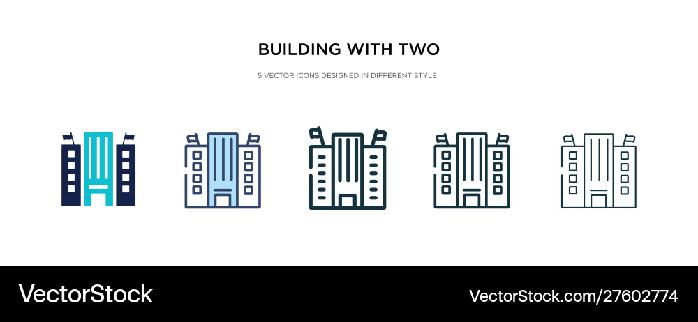 Building with two flags icon in different style Building with two flags icon in different style vector image