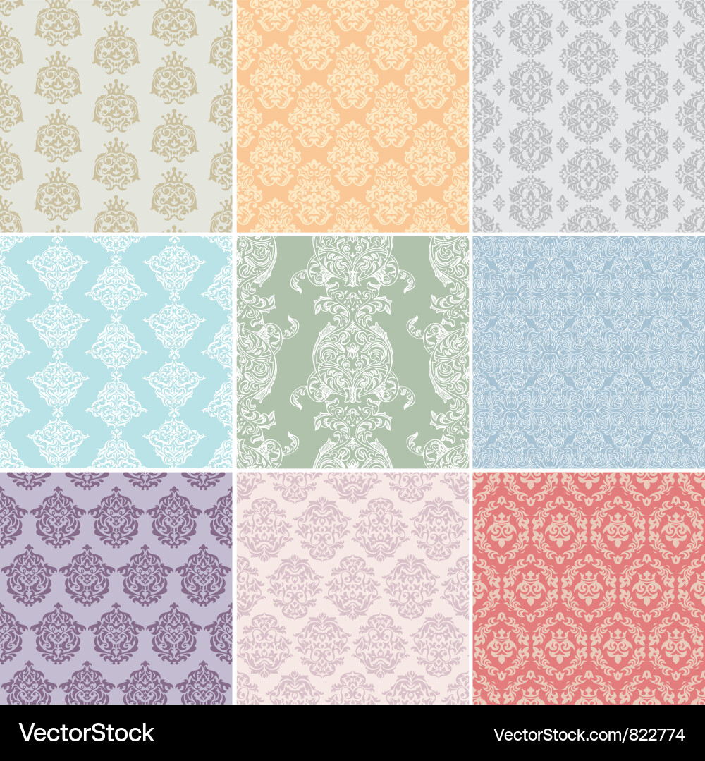 Damask Pattern Collection Vector Image