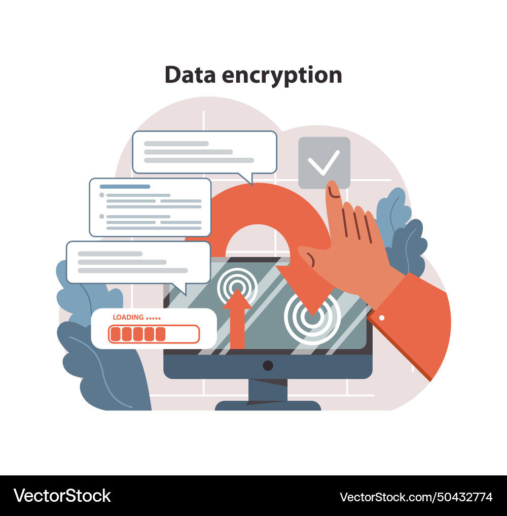 Data encryption concept cybersecurity measures Data encryption concept cybersecurity measures vector image